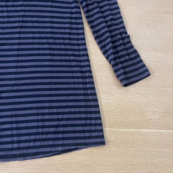 Women's Soma Size M Mock Neck Keyhole Long Sleeve Striped Dress Gray Black Soft - Picture 3 of 6